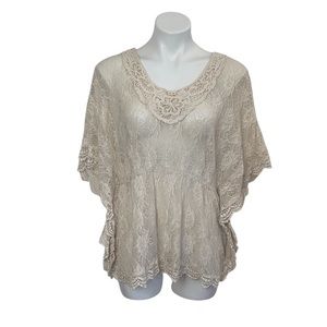 C. Oliver Ivory lace short sleeve tunic size XL